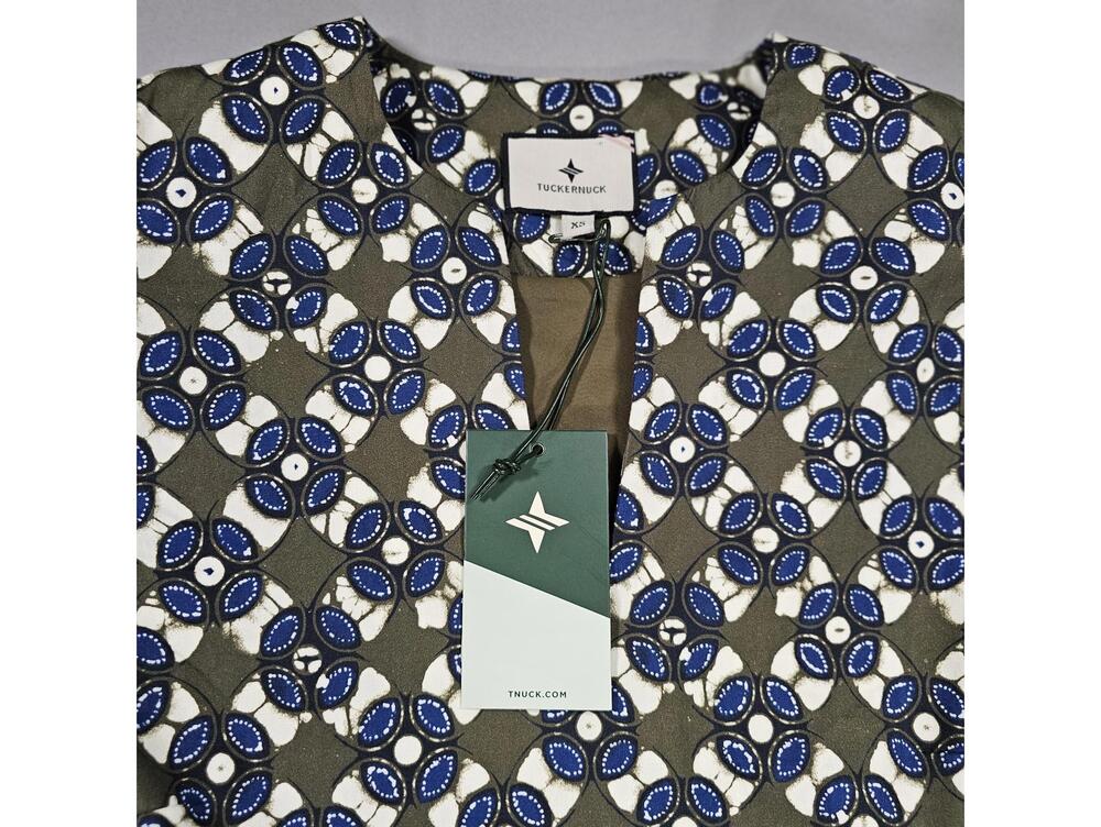 Tuckernuck Cottagecore Batik Print Izzie Dress Long Bell Sleeve Blue XS NWT - Picture 7 of 11